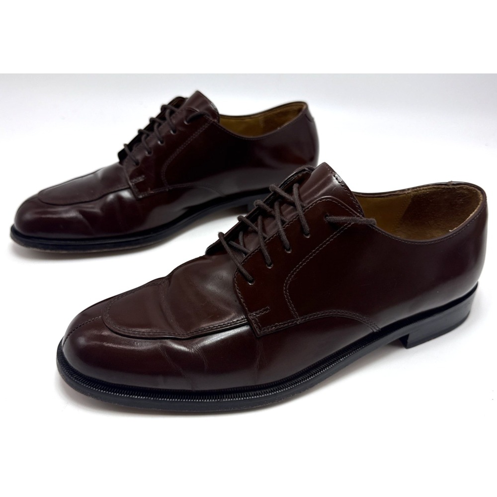 Cole Haan C02700 Size 9 D Brown Leather Split Toe Blucher Dress Mens Shoes
